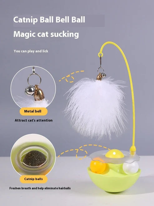 Cat Interactive Toy Funny Tumbler Toy Kitten Exercise Catching Leaky Food Ball Teaser Feather Wand Toys For Cat Accessories Pet Products