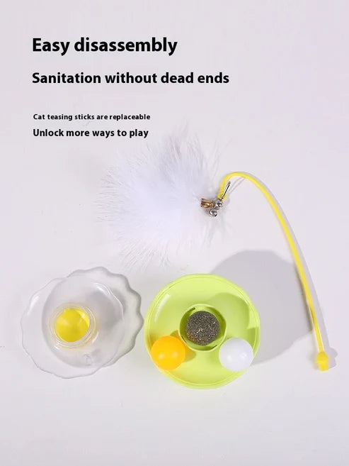 Cat Interactive Toy Funny Tumbler Toy Kitten Exercise Catching Leaky Food Ball Teaser Feather Wand Toys For Cat Accessories Pet Products
